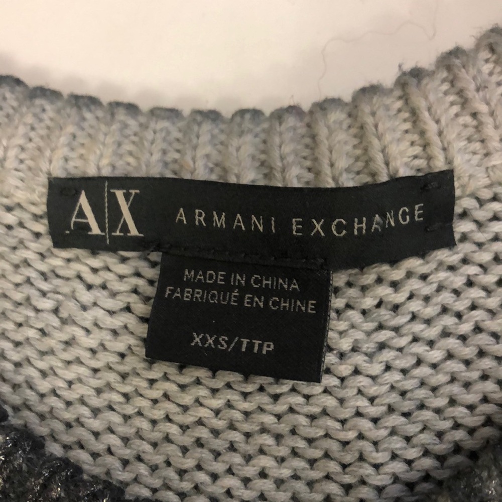 Armani Exchange XXS Top Gray Sleeveless Knit Metallic Distressed Asymmetrical - Picture 2 of 6